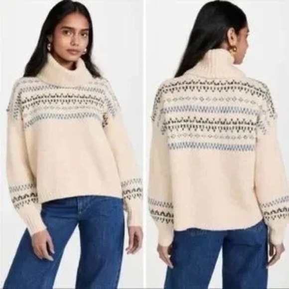 Madewell Fair Isle Turtleneck Wool Blend Sweater - Picture 1 of 7